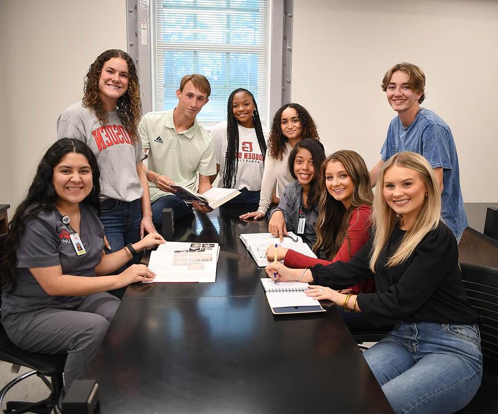 Group of Gadsden State students sitting around a classroom table